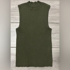 Jost Found Women’s Medium Dark Green Mock Neck Rib-Knit Tank Top